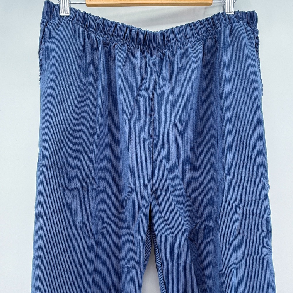 American Sweetheart Women's Corduroy Pants Size 20W Navy Elastic Waist Wide‎ Leg - Picture 3 of 13